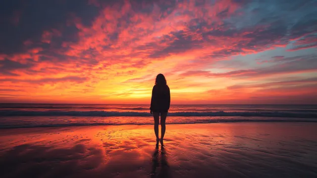 Senior portrait sunset silhouette on a South Shore beach