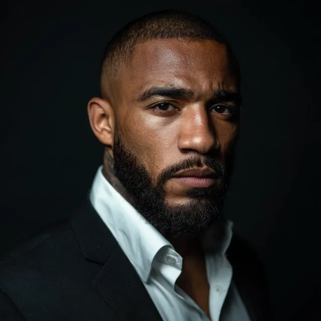 Actor headshot Boston — male, studio backdrop