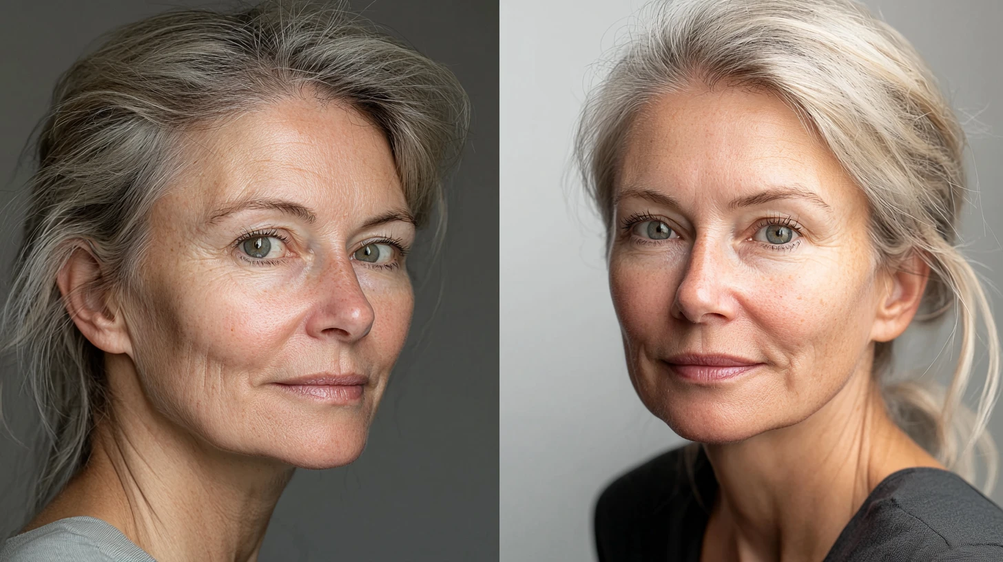 Headshot before and after retouching split image — Photography Shark Boston MA